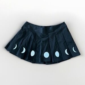 Dolls Kill Grave Girls NWT XL Lunar Pleated Mini Skirt Goth Rave Punk Emo Moon